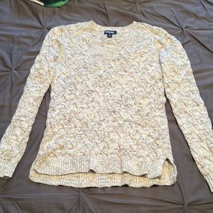 Lands End XS cream marl v neck sweater